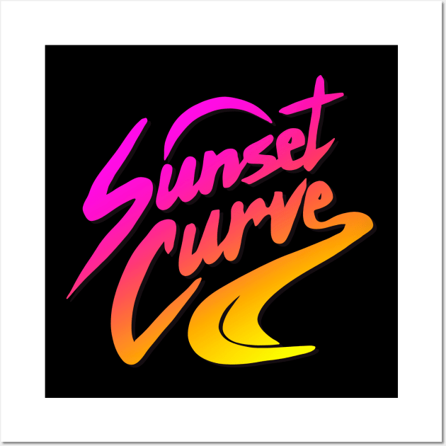 Sunset Retro Vintage Ombré Curves Wall Art by acatalepsys 